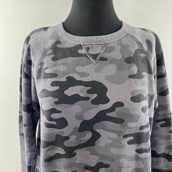 SOULCYCLE Gray Black Camo Cotton Crewneck Long Sleeve Pullover Sweatshirt Size S - Picture 4 of 9